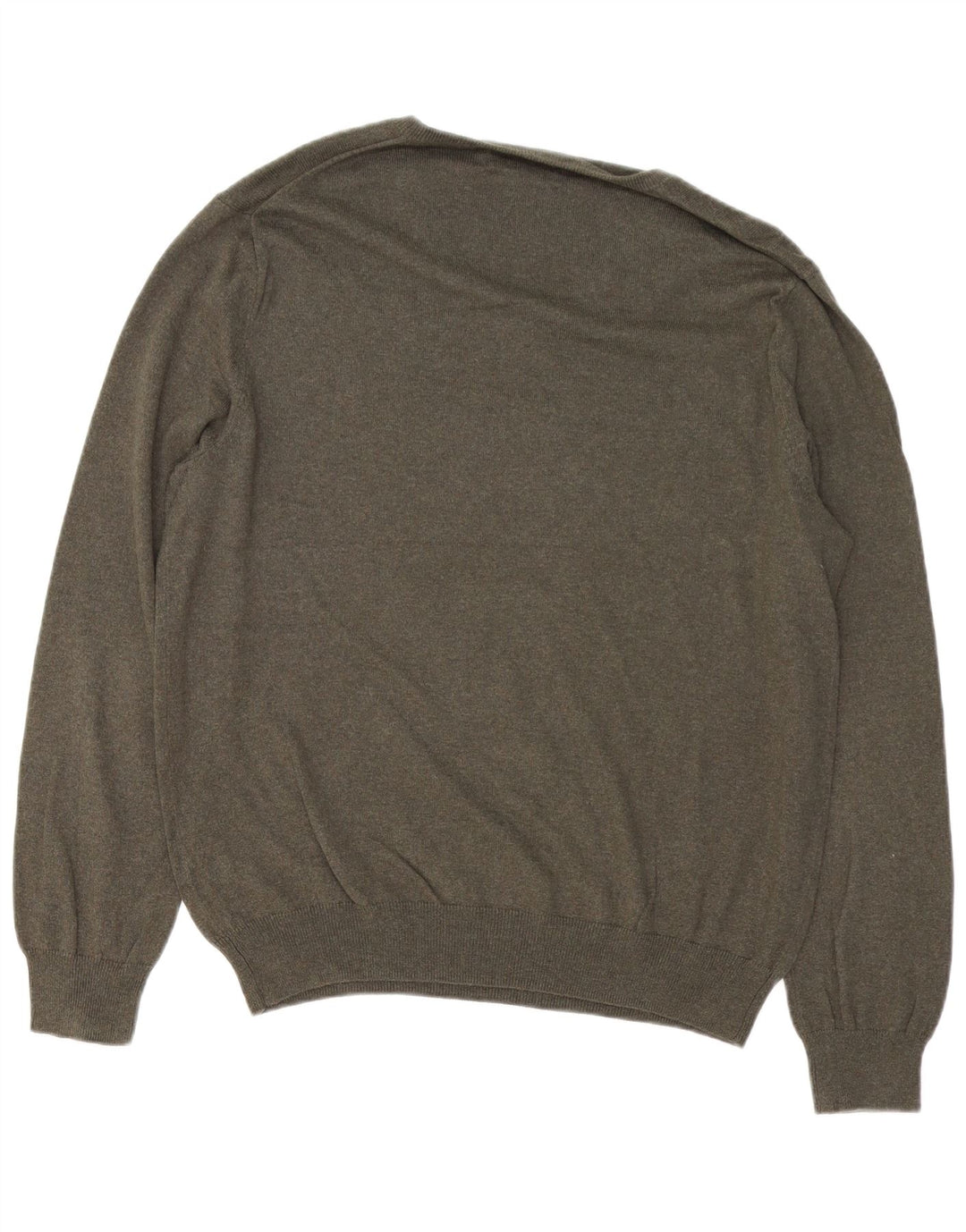 J. CREW Mens V-Neck Jumper Sweater Large Khaki Cotton