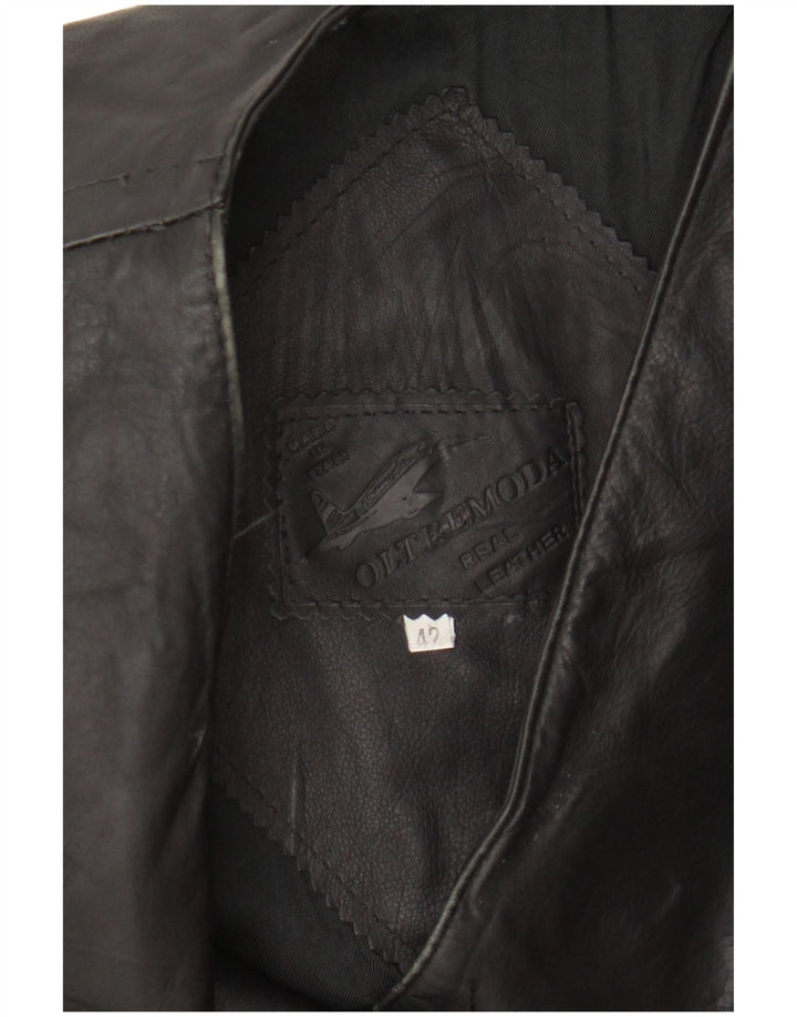 Oltremoda Damen Lederweste IT 42 Mittelschwarzes Leder