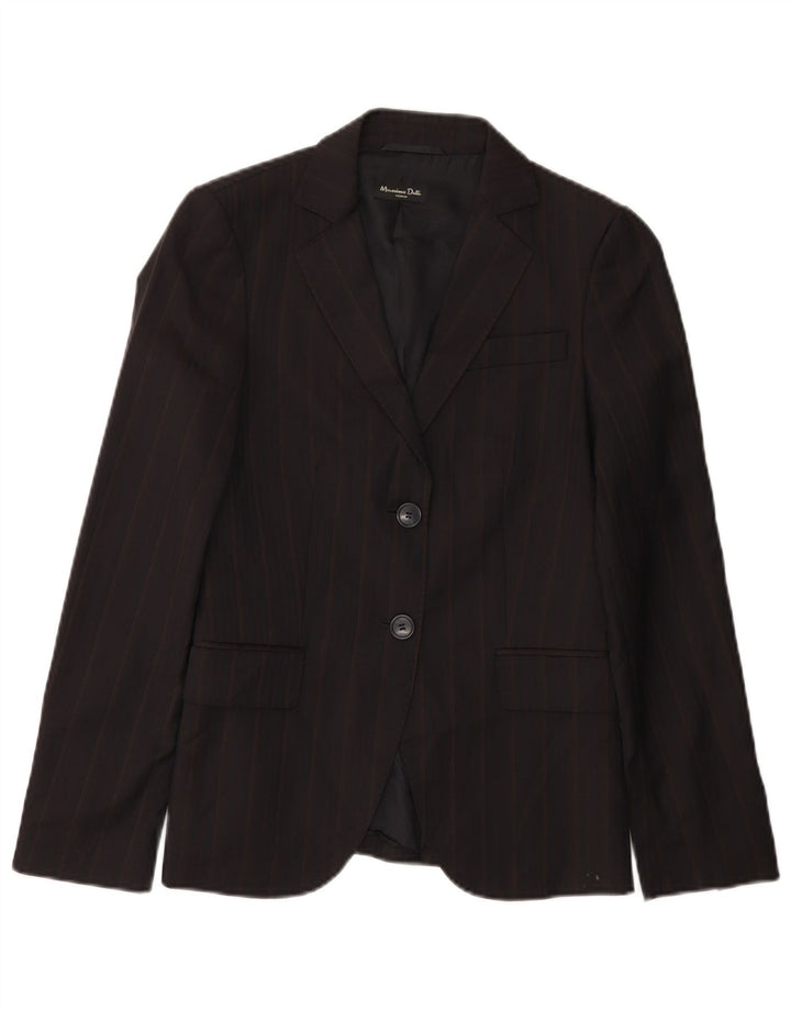 Massimo Dutti Womens 2 Button Blazer Jacket EU 36 XS Black Pinstripe Wool