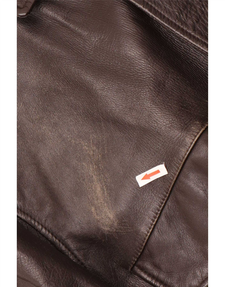 Bomb Boogie Chaqueta de cuero holgada Sky para hombre UK 38 Marrón medio