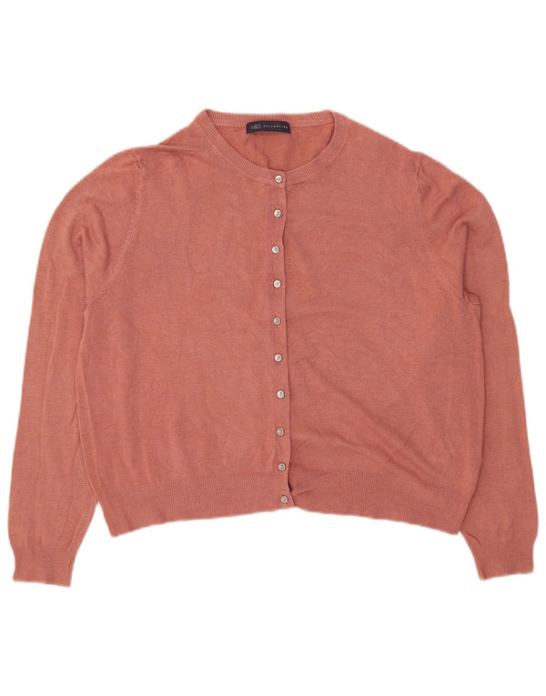 Marks & Spencer Womens Crop Cardigan Sweater UK 16 Large Pink Viscose