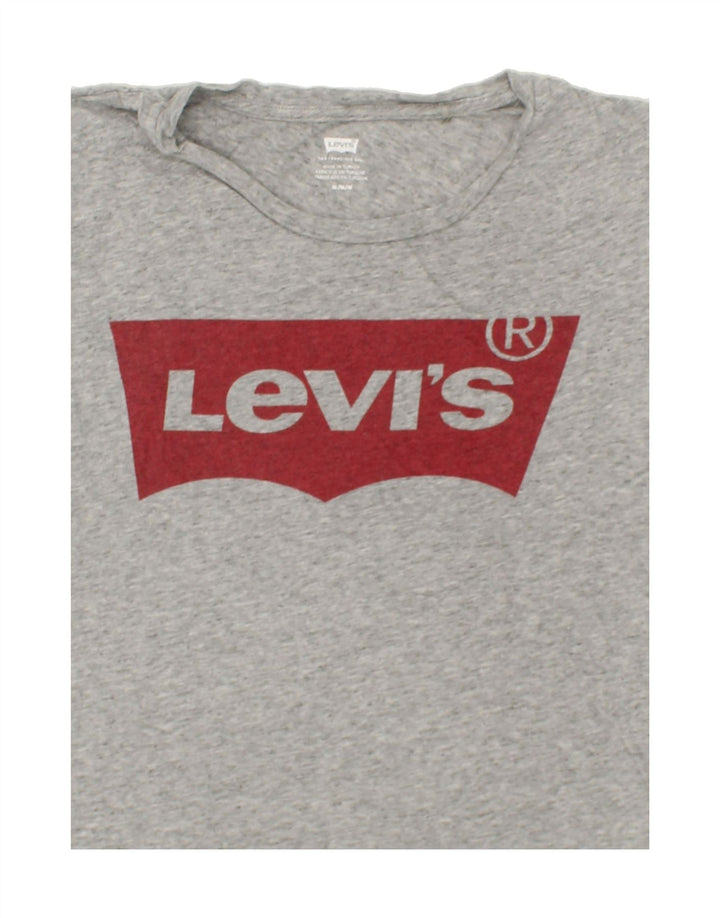 LEVI'S Womens Graphic T-Shirt Top UK 12 Medium Grey Cotton Vintage Levi's and Second-Hand Levi's from Messina Hembry 