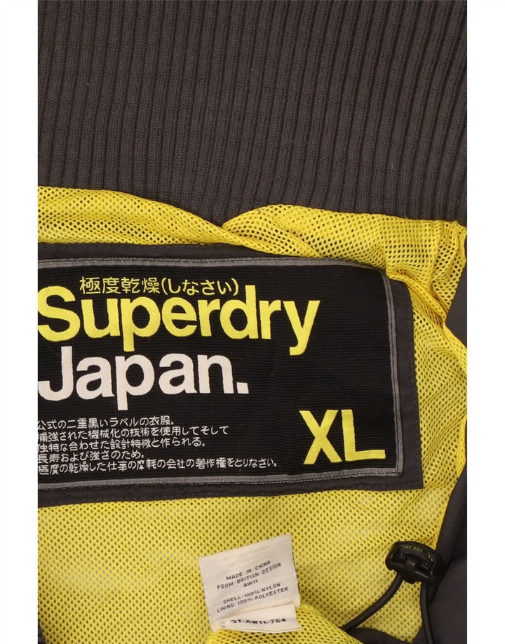 Superdry Mens Graphic Rain Jacket UK 42 XL Grey Nylon