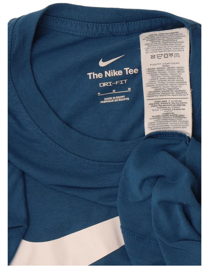 NIKE Mens Dri Fit Graphic T-Shirt Top Medium Blue Polyester