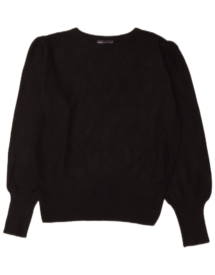 Marks & Spencer Womens Boat Neck Jumper Sweater UK 14 Medium Black Viscose