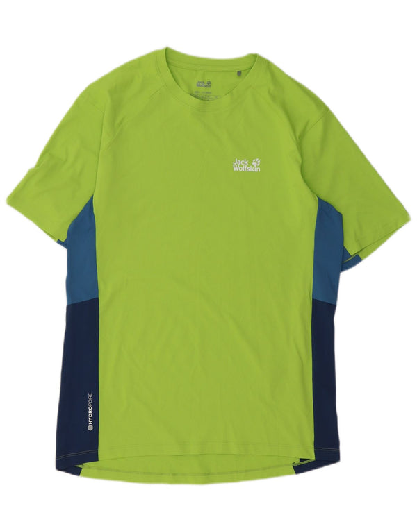Jack Wolfskin Hombre Camiseta Top Small Verde Colorblock Poliéster