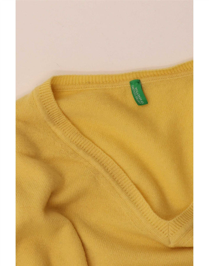 Maglione da uomo con scollo a V Benetton giallo medio