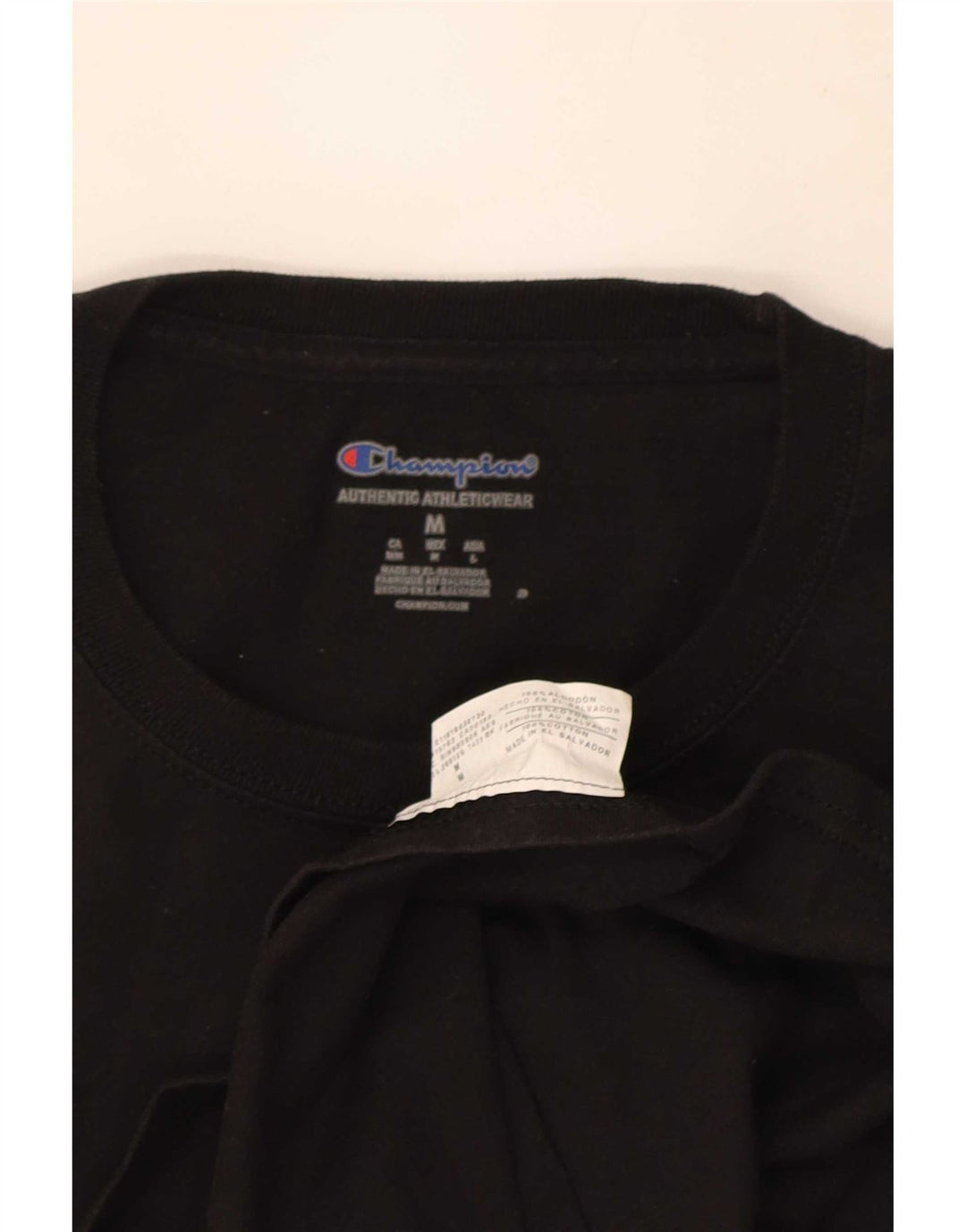 Champion Mens T-Shirt Top Medium Black Cotton