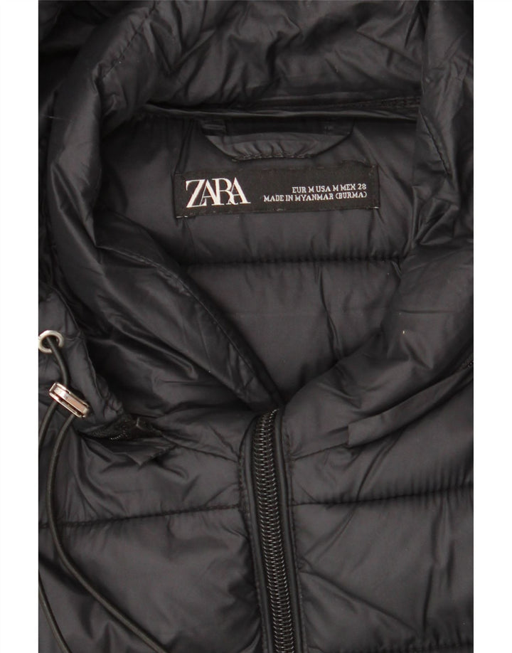 ZARA Womens Hooded Padded Jacket UK 14 Medium Black Nylon Vintage Zara and Second-Hand Zara from Messina Hembry 