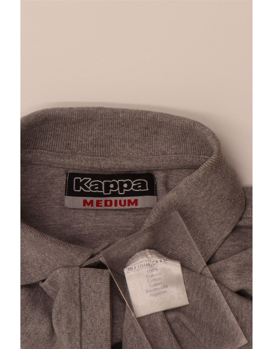KAPPA Mens Polo Shirt Medium Grey Cotton Vintage Kappa and Second-Hand Kappa from Messina Hembry 