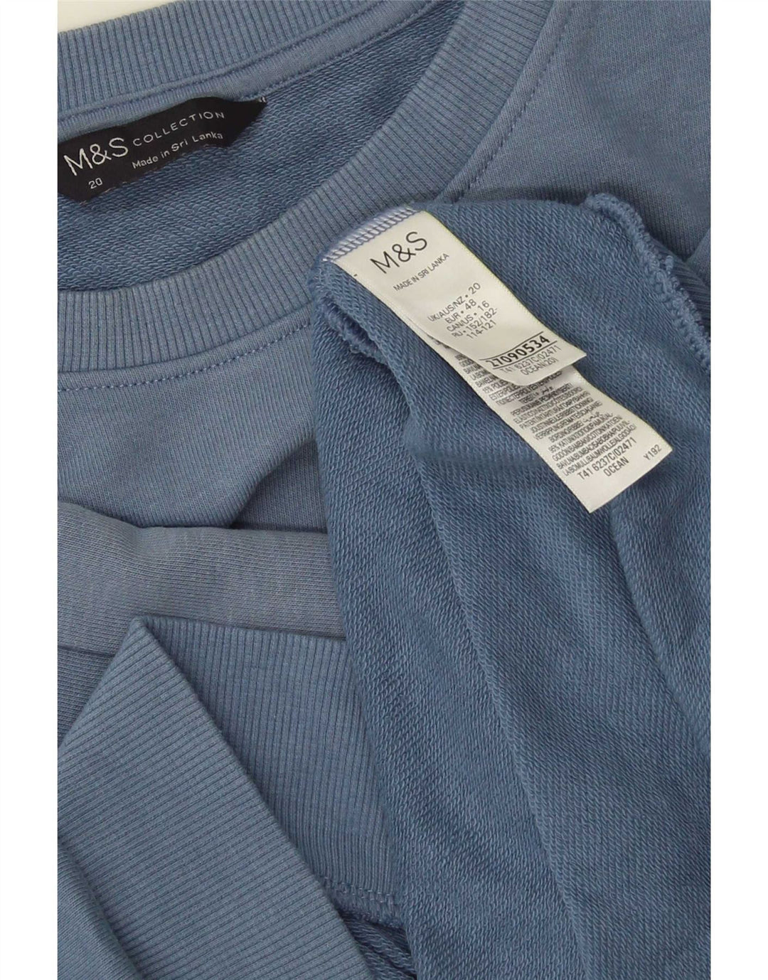 Marks & Spencer Damen Sweatshirt Pullover UK 20 2XL Blaue Baumwolle