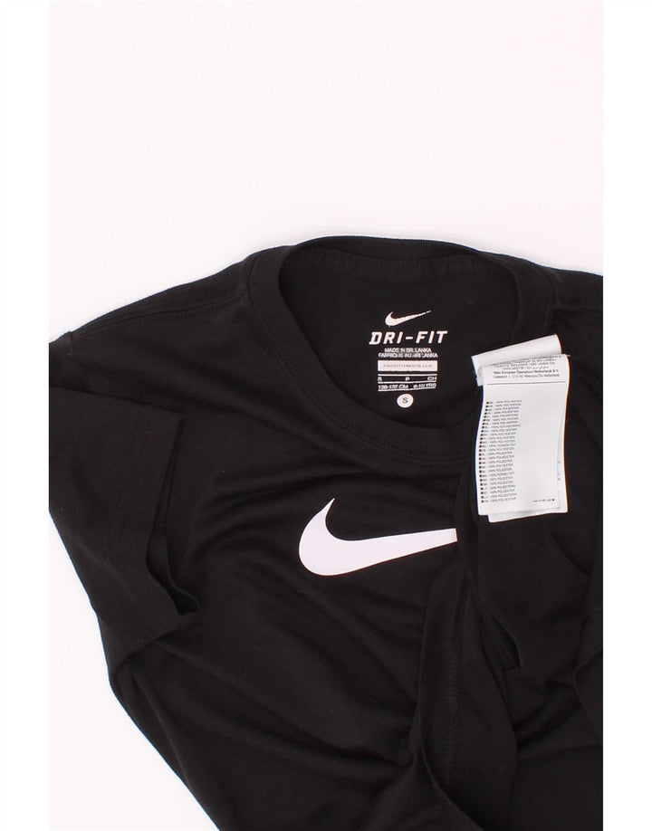 Nike Boys Dri Fit Graphic T-Shirt Top 8-9 Years Small Black Polyester