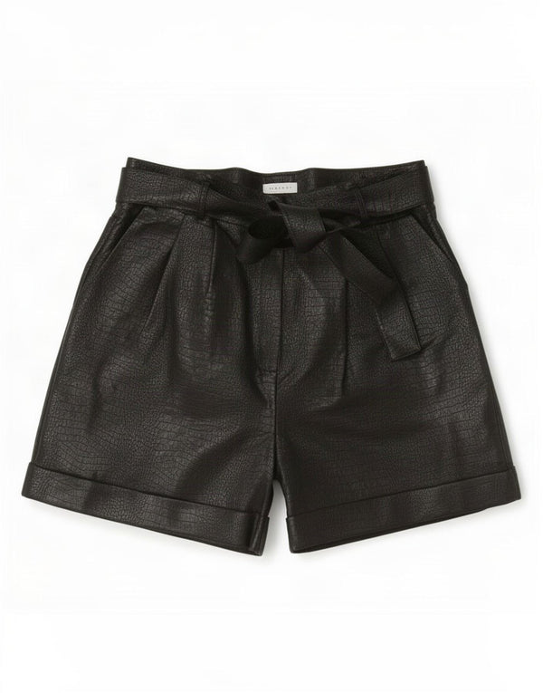 Topshop Dame Højtalje Casual Shorts UK 14 Large W30 Black Animal Print