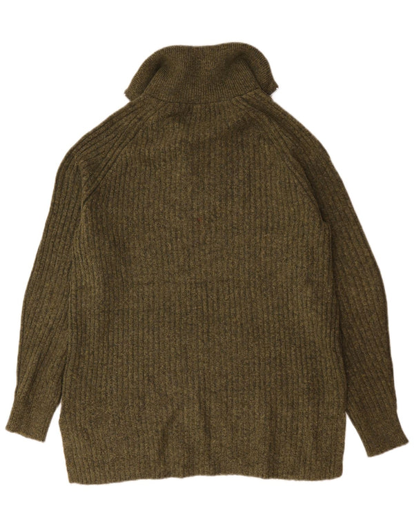 Marks & Spencer Mens Zip Neck Jumper Sweater Medium Khaki Acrylic