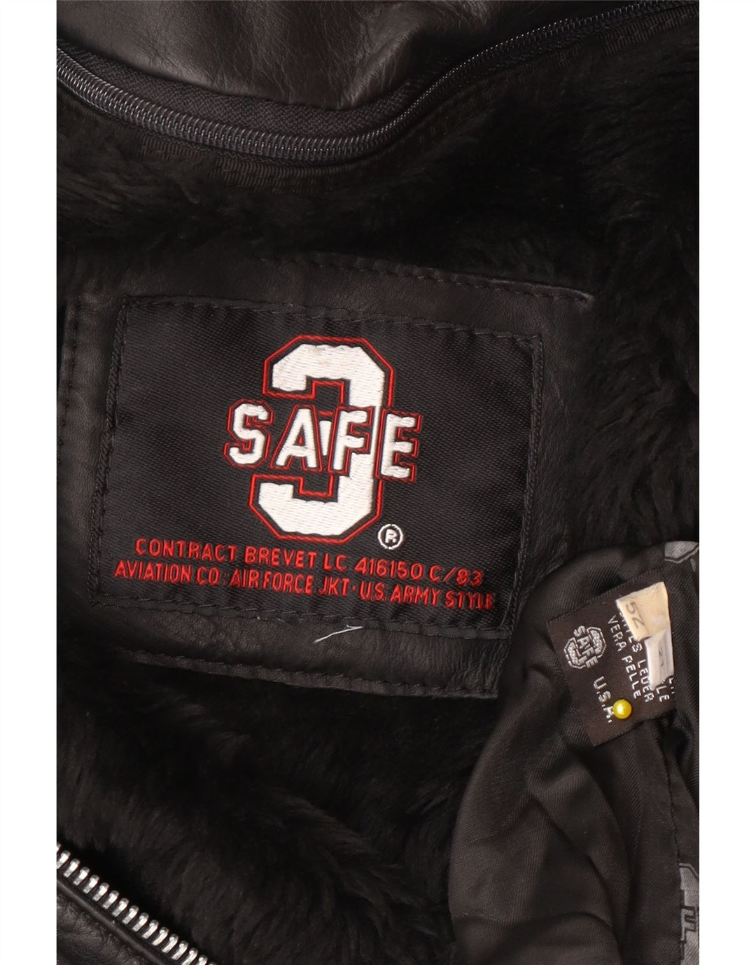 Vintage herre læder Flight Aviator jakke IT 52 XL sort læder Army