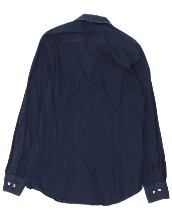 Camicia Trussardi Uomo Tg 41/42 Large Cotone Blu Navy