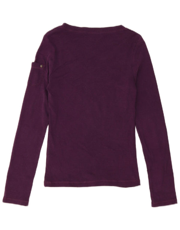 Marlboro Classics Top da donna a maniche lunghe UK 14 Large Viola in cotone