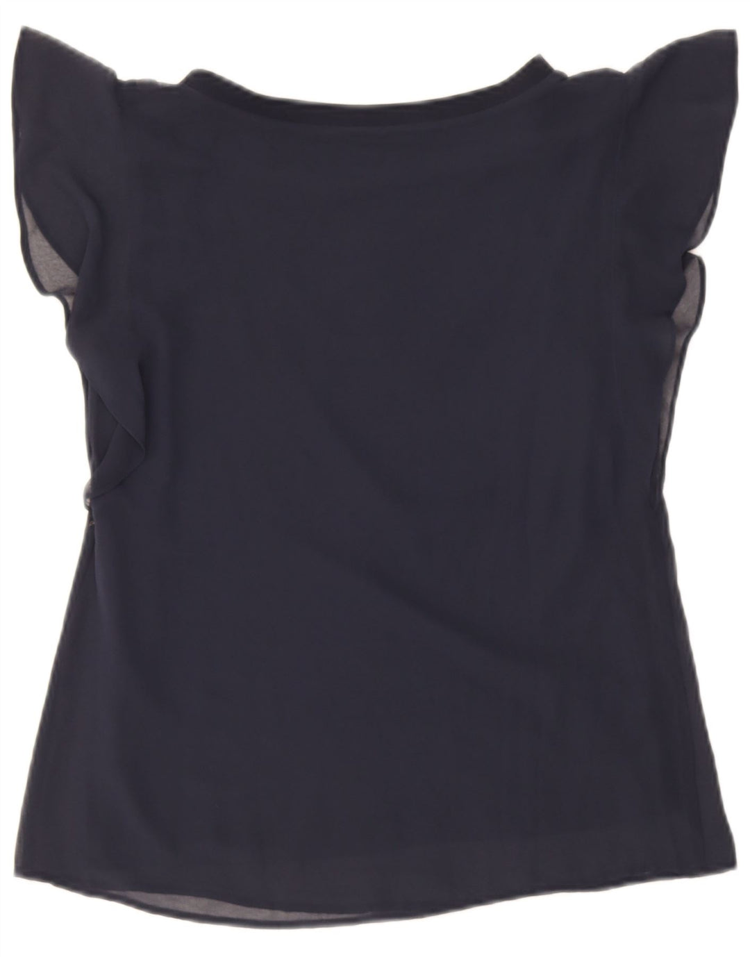 Zara Dame Oversized Bluse Top UK 6 XS Navy Blue Viscose