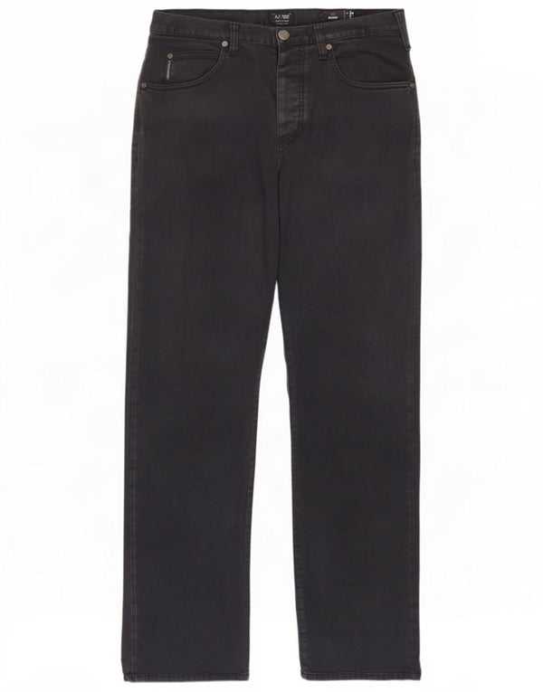 Armani Mens Regular Casual Trousers W34 L32 Navy Blue Cotton