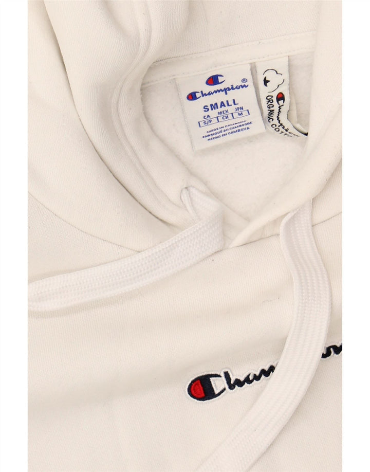 CHAMPION Suéter masculino com capuz gráfico pequeno algodão branco