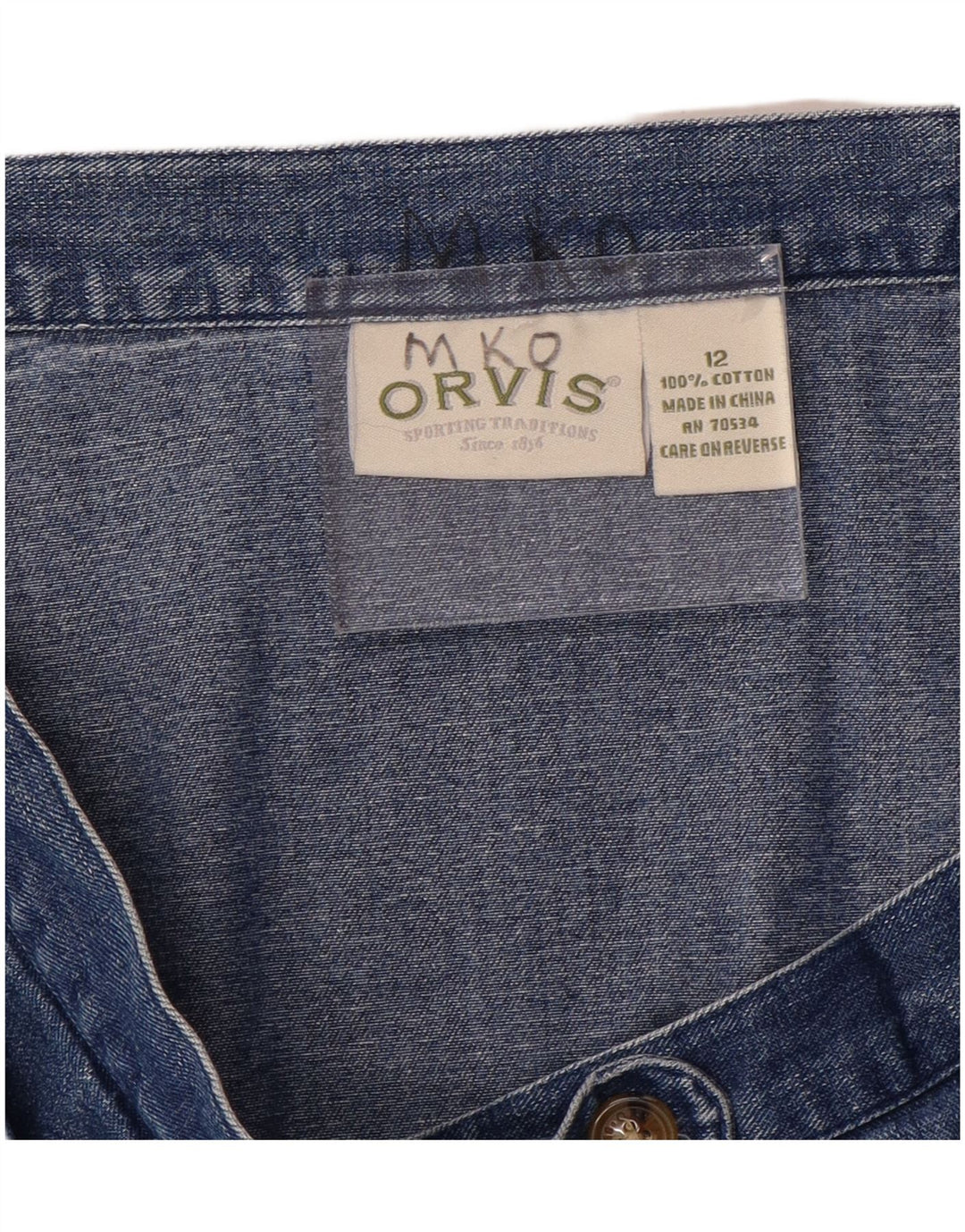 Gonna in denim da donna Orvis US 12 Large W32 in cotone blu