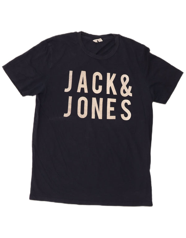 Jack & Jones - Camiseta gráfica para hombre, talla grande, algodón azul marino