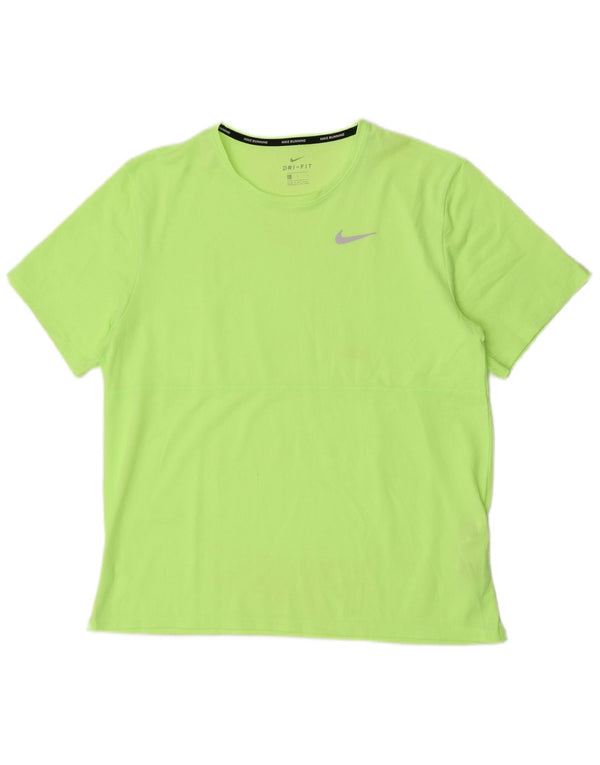 Nike Mens Dri Fit Running T-Shirt Top Large Green Polyester