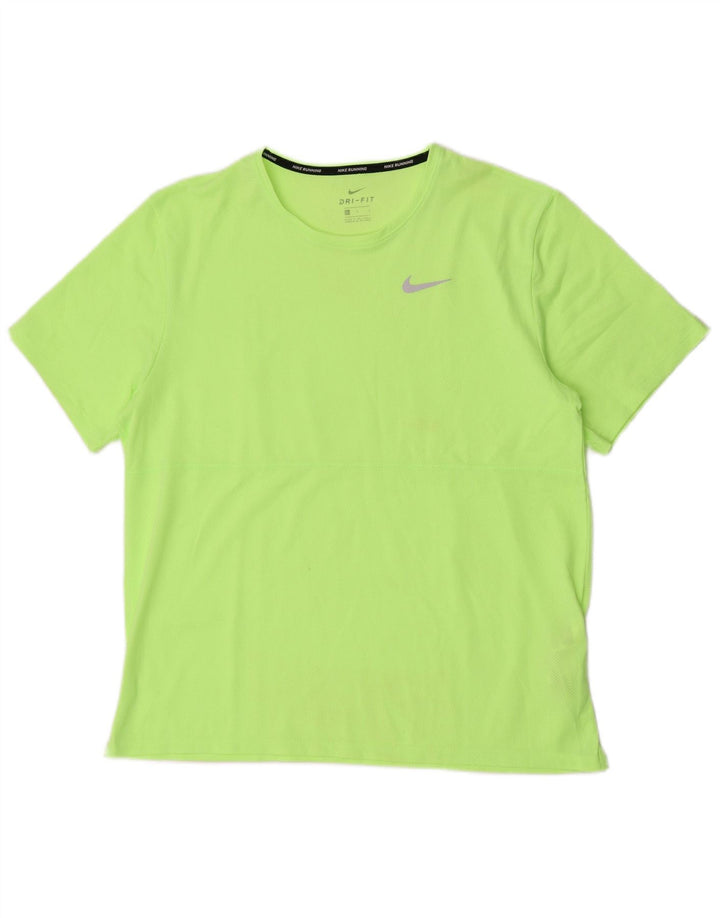 Nike Uomo Dri Fit T-shirt da running Top Large Verde Poliestere