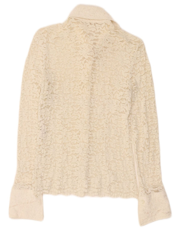 Camicetta da donna in pizzo a maniche lunghe Naracamicee UK 8 piccolo floreale bianco