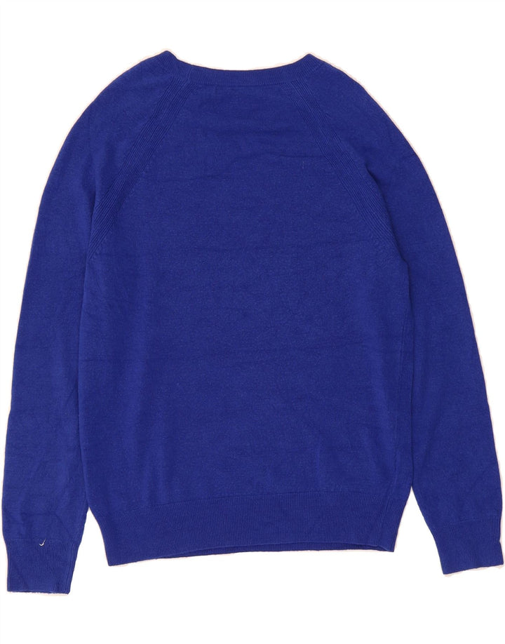 MARKS & SPENCER Womens Boat Neck Jumper Sweater UK 12 Medium Blue Acrylic Vintage Marks & Spencer and Second-Hand Marks & Spencer from Messina Hembry 