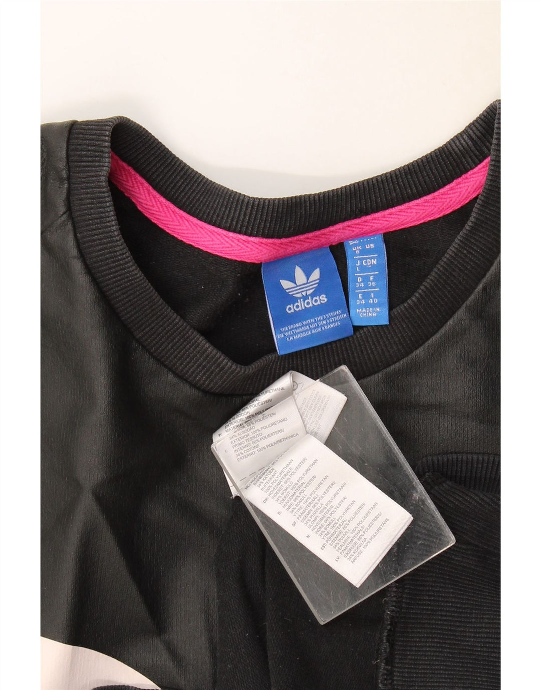 Adidas Sweat-shirt surdimensionné graphique pour femme UK 8 Petit Noir