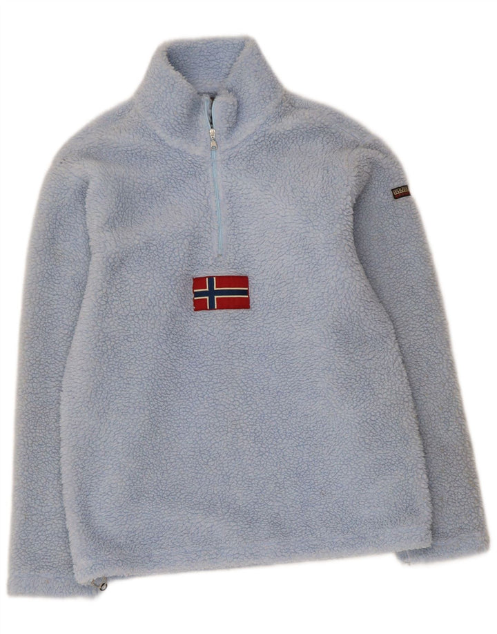Napapijri Mens Geographic Zip Neck Fleece Jumper Small Blue Polyester
