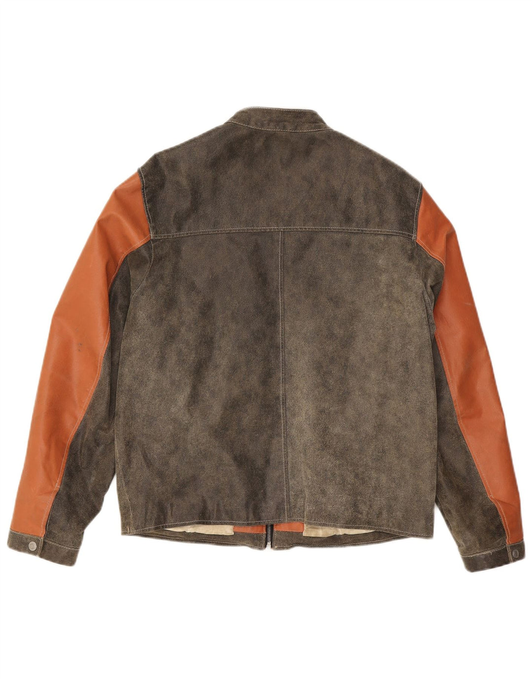 Tom Tailor Herren-Leder-Racer-Jacke, UK 36, kleines braunes Colourblock-Leder