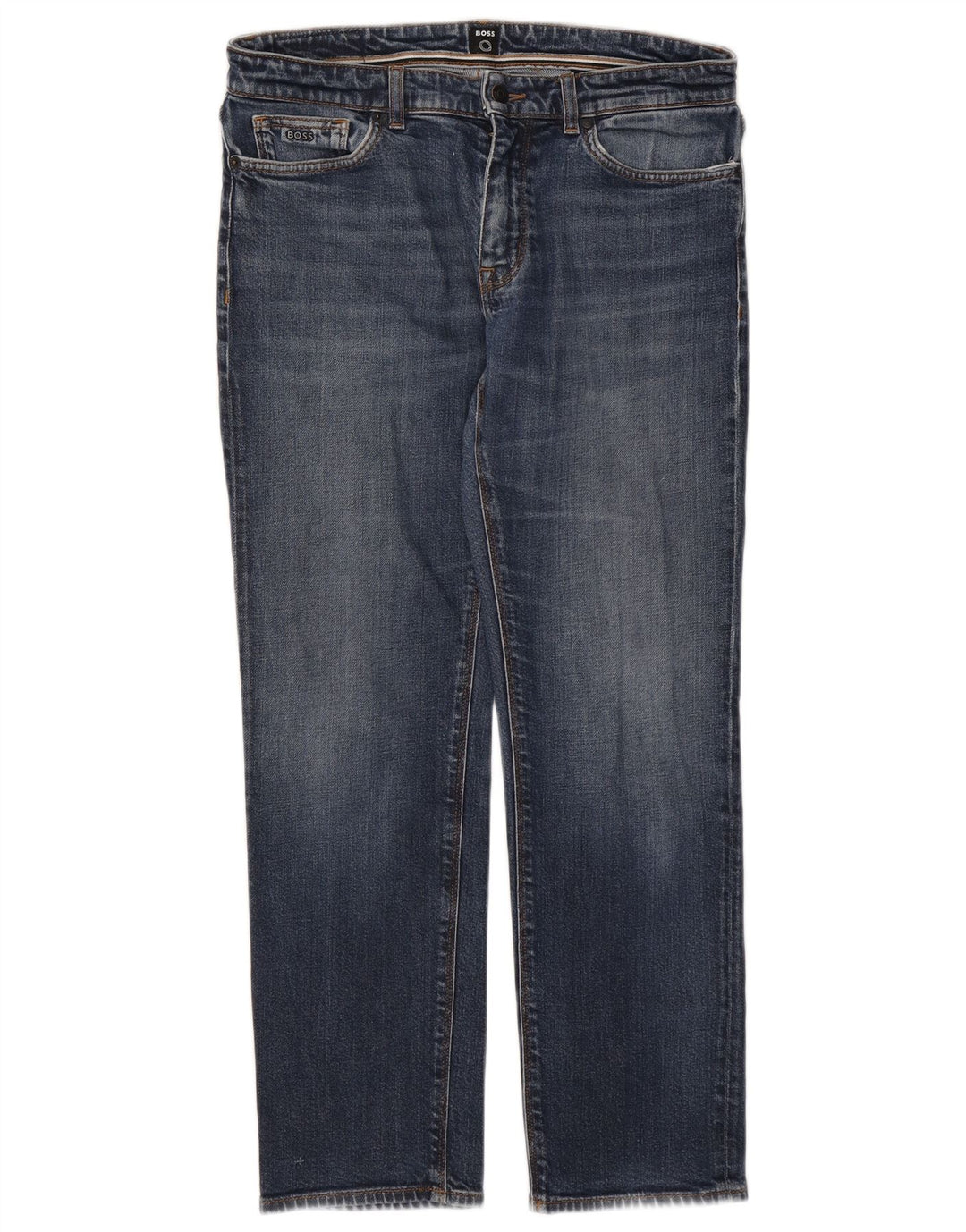 Hugo Boss Mens Straight Jeans W33 L30 Blue Cotton