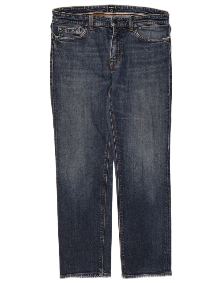 Hugo Boss Mens Straight Jeans W33 L30 Blue Cotton