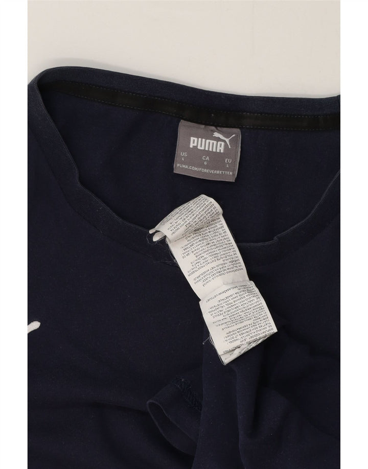 Puma Herren T-Shirt Top Large Marineblau Baumwolle