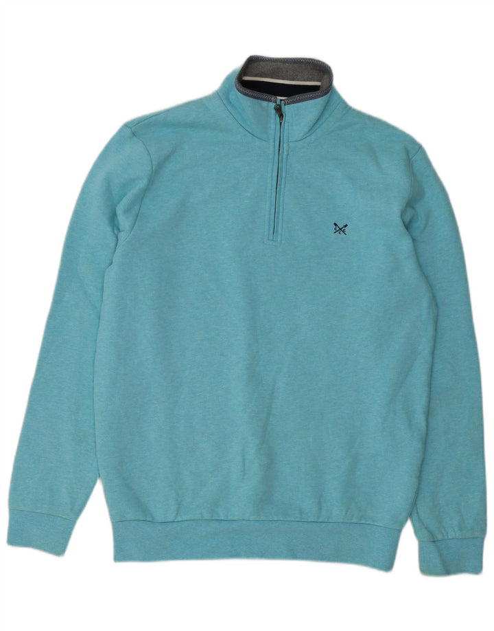 Crew Clothing Mens Zip Neck Sweatshirt Jumper Medium Blue Cotton