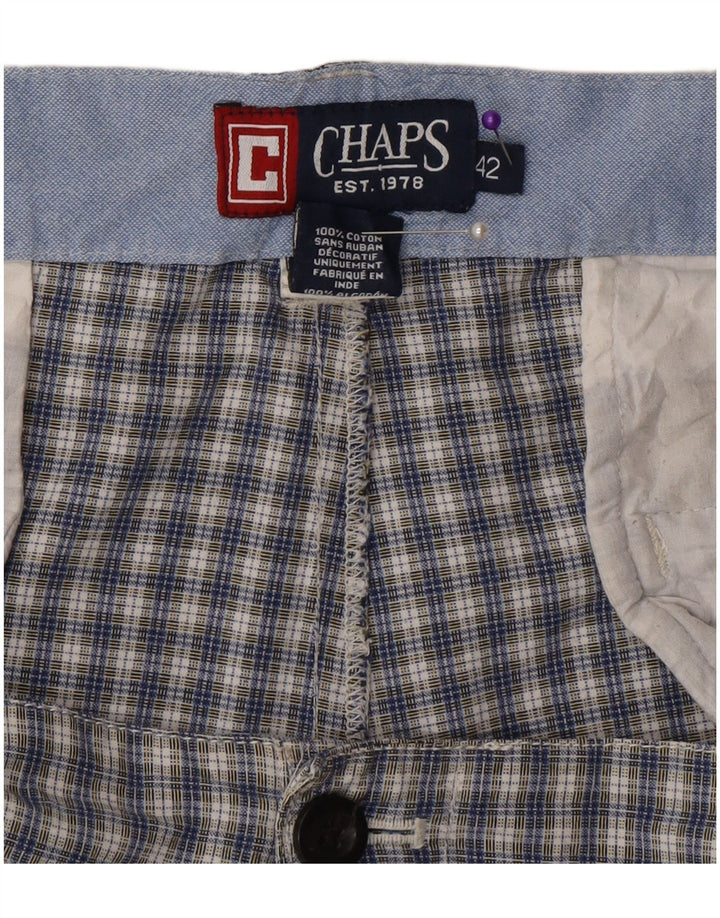 Chaps Mens Chino Shorts W42 2XL Blue Check Cotton
