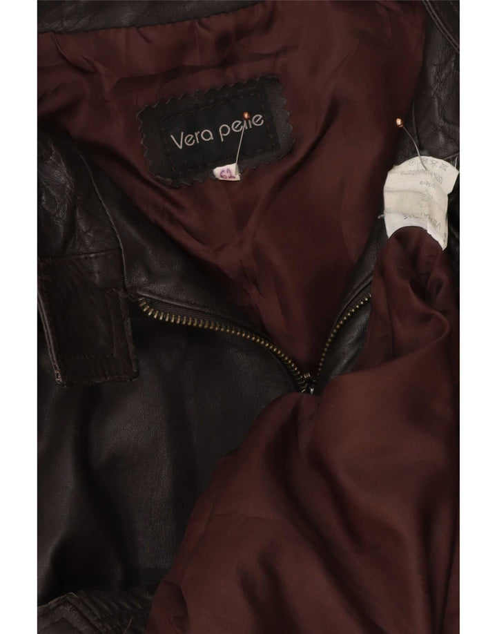 Винтажная мужская кожаная куртка IT 62 4XL черная