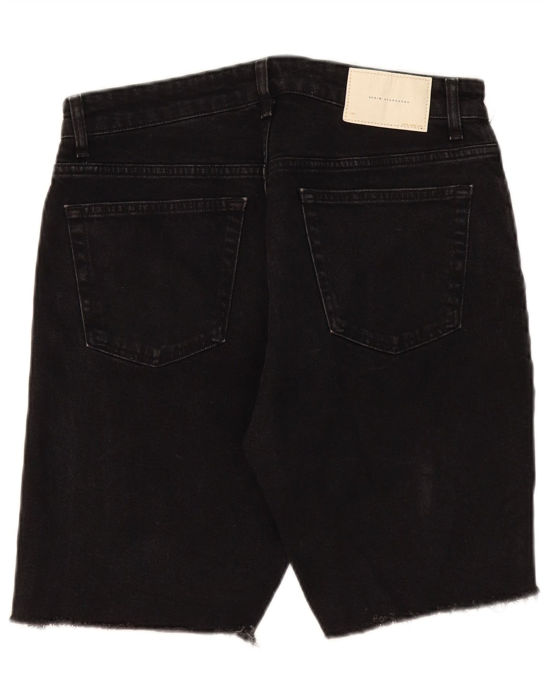 Zara Mens Shorts De Mezclilla EU 42 Grande W32 Negro