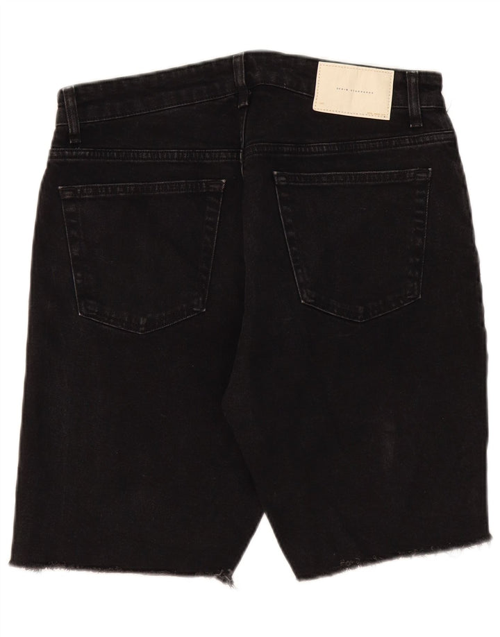 Zara Mens Shorts De Mezclilla EU 42 Grande W32 Negro