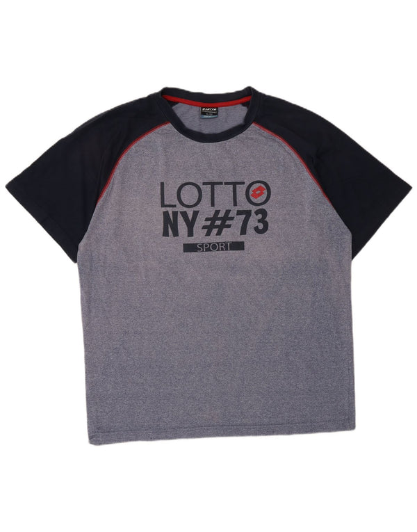 T-shirt grafica da uomo Lotto Top XL in cotone color block blu