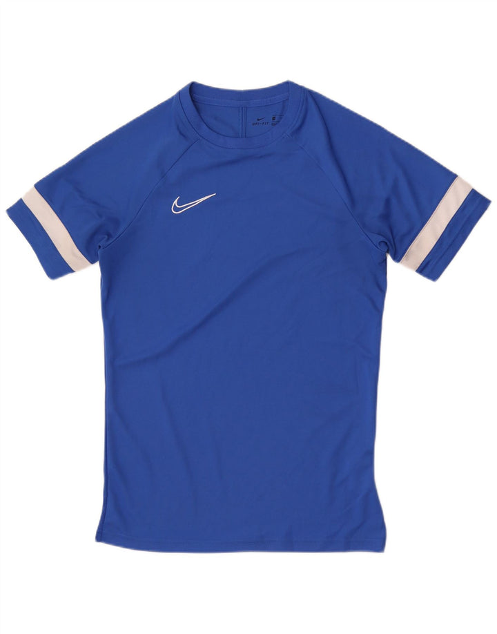 NIKE Dri Fit T-Shirt Top Lille Blå Colourblock Polyester