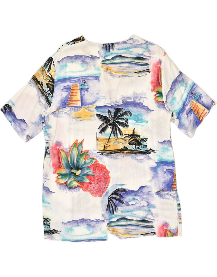 VINTAGE Womens Graphic Short Sleeve Shirt Blouse UK 16 Large White Tie Dye | Vintage Vintage | Thrift | Second-Hand Vintage | Used Clothing | Messina Hembry 