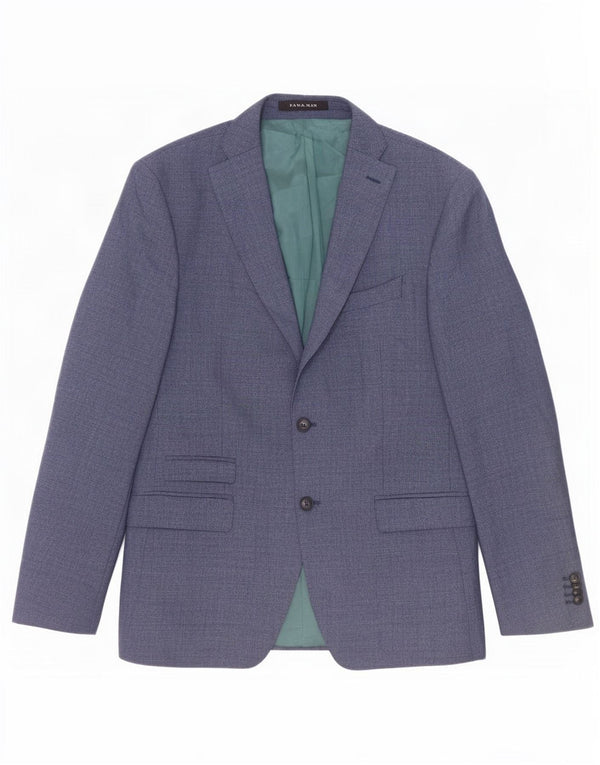 Zara Mens 2 Button Blazer Jacket EU 52 Large Blue Polyester