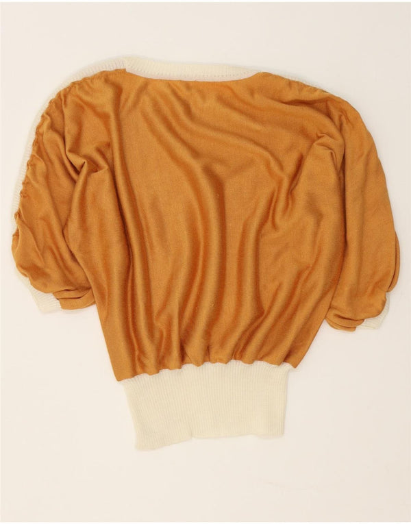 Vintage dametrøje med 3/4 ærmer bådhalstrøje UK 18 XL Brun