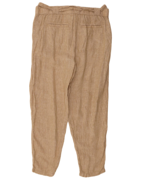 Pantaloni chino affusolati da donna Marks & Spencer UK 18 XL W38 L29 Lino beige