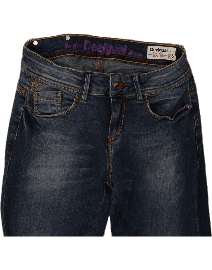 DESIGUAL Womens Slim Jeans W26 L34 Blue Cotton Vintage Desigual and Second-Hand Desigual from Messina Hembry 