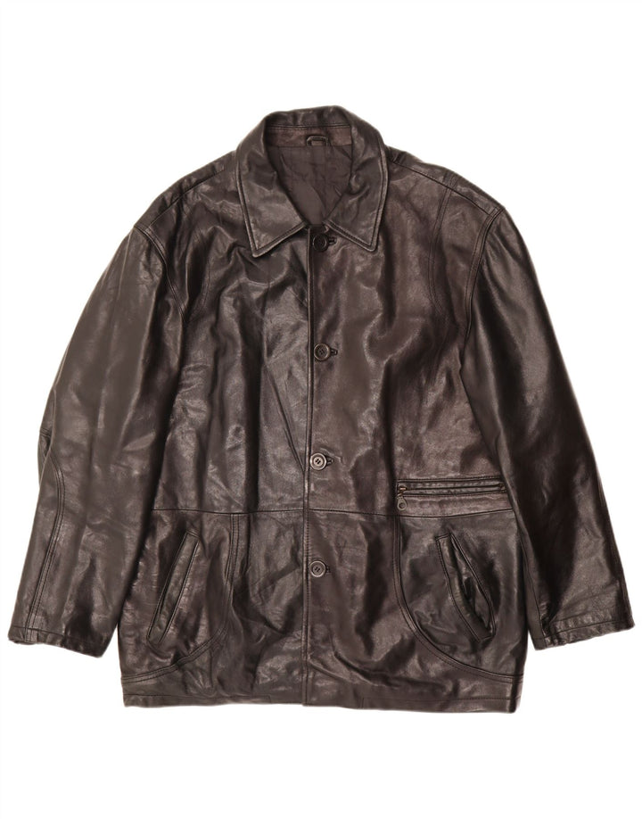 Giacca in pelle vintage da uomo IT 52 XL in pelle nera