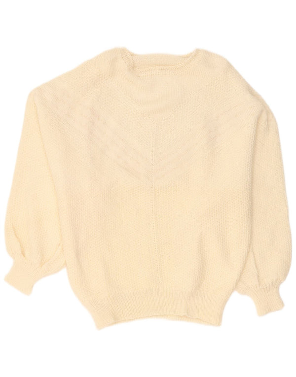 Vintage Dame Boat Neck Jumper Sweater UK 16 Large Off White